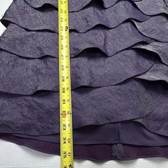 Adrianna Papell Tiered Mermaid Ruffle Dress Womens 14 Purple Sleeveless Bodycon - Picture 6 of 12